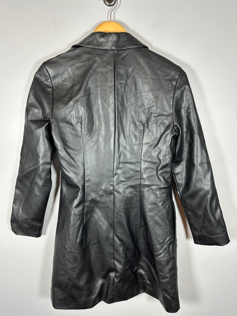 French Connection Black Faux Leather Blazer Jacket Women’s Size 2 - Picture 9 of 10